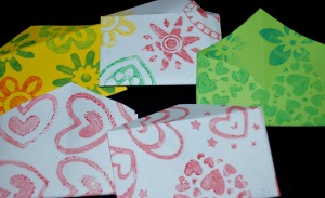 Home made envelopes as made on ofamilyblog