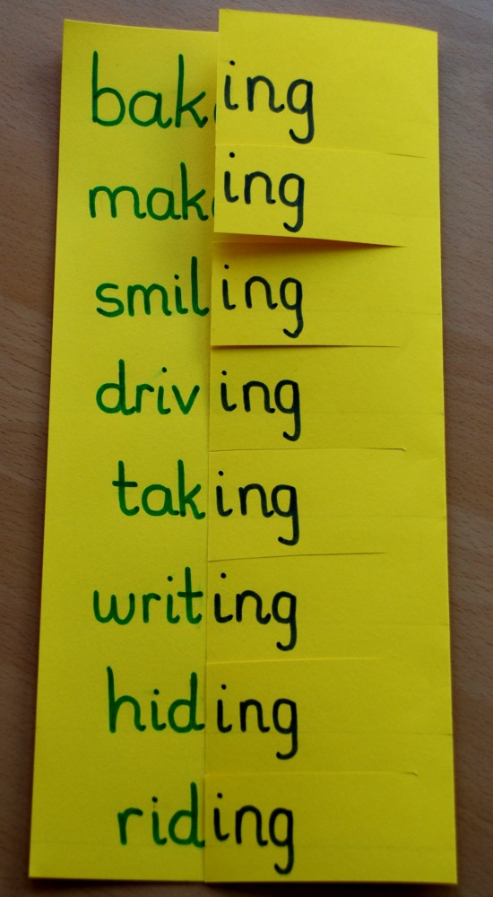 home-made-learning-aid-for-adding-ing-and-dropping-the-e-from-words