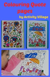 Colouring Quote pages from Activity Village.  Great to use with Creative Lettering projects