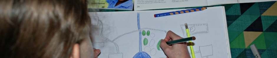 creating maps of a small area showing roads and rivers inspired by the Collins Mapstart books