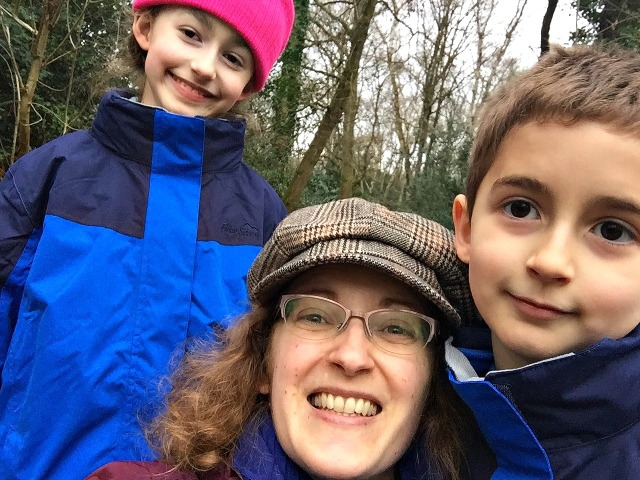 Winter walk. ofamily learning together
