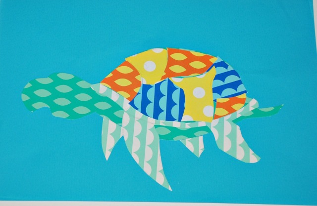 colourful paper collage a colourful Sea Turtle